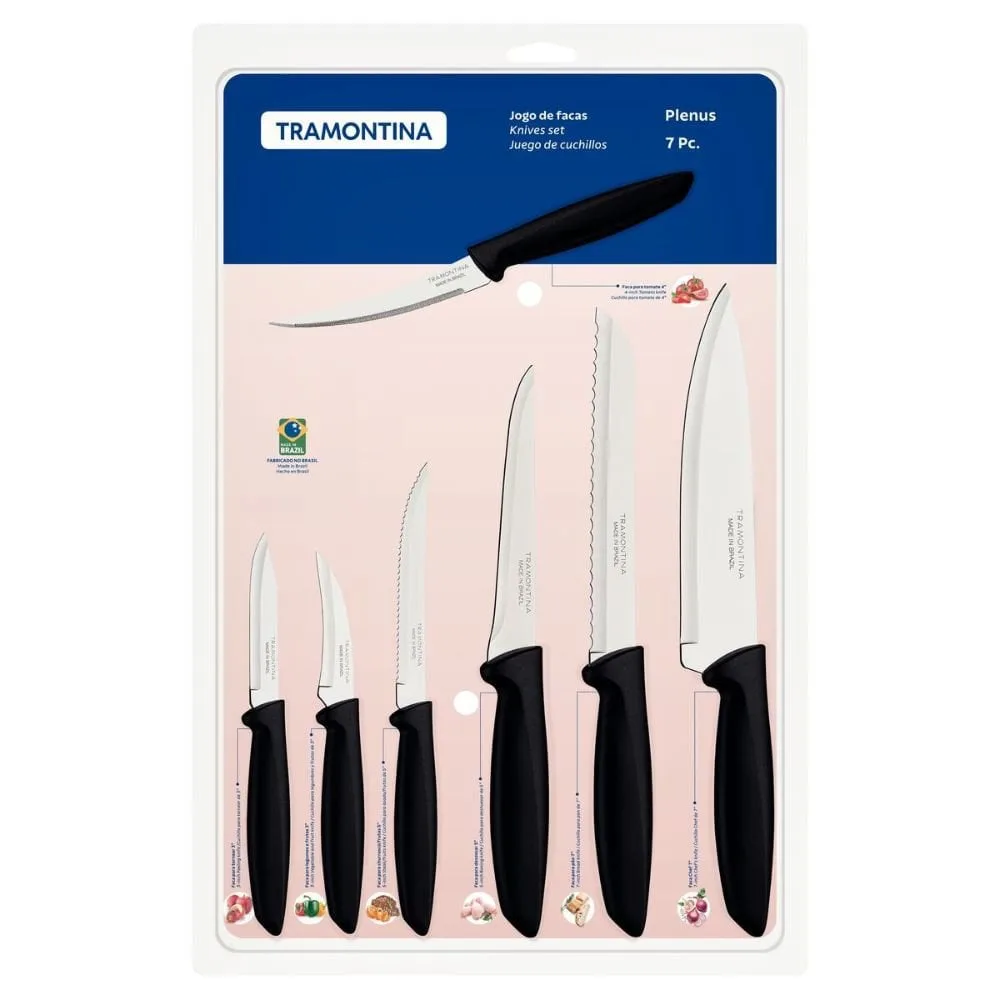 Jogo Facas Inox Plenus Preto 7pc (066)