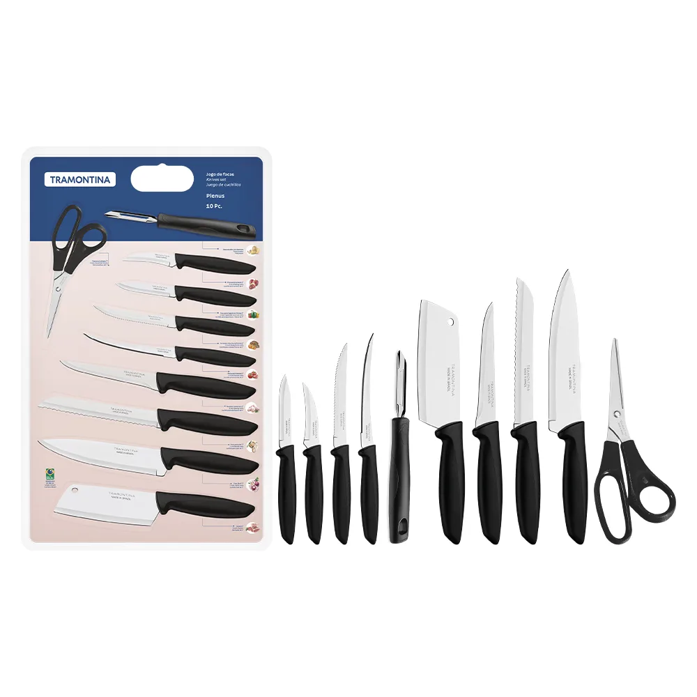 Jogo Facas Inox Plenus Preto 10pc  (065)